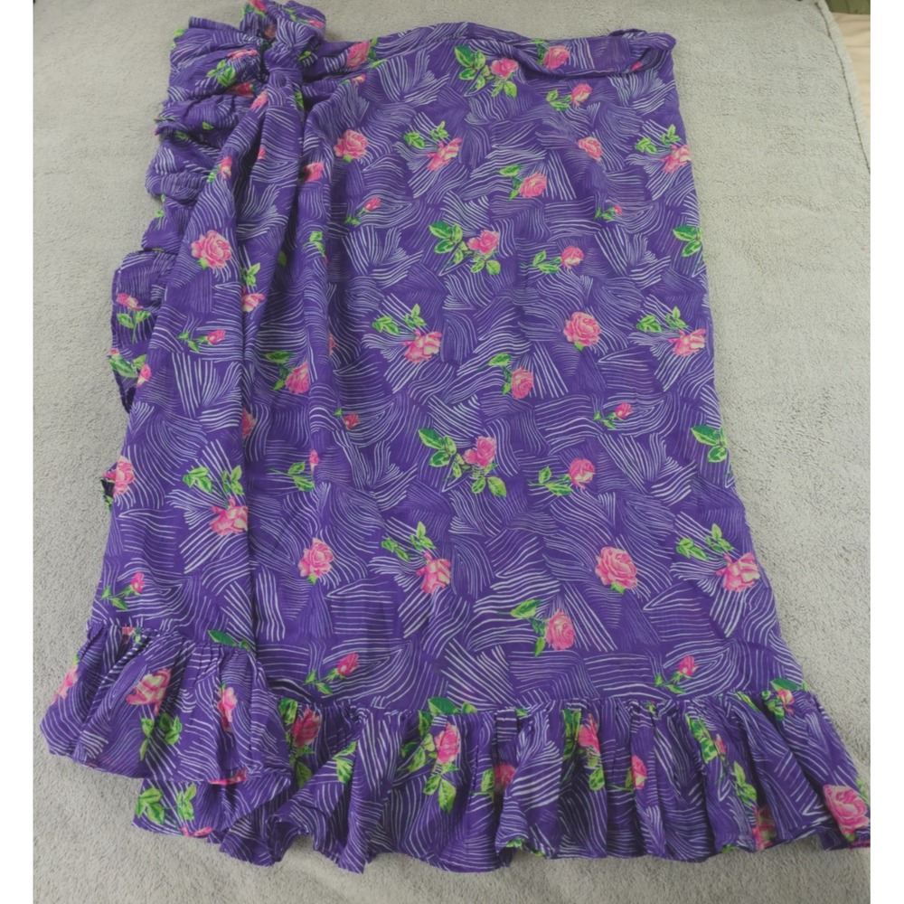 Purple Floral Ruffle Hem Women's Skirt